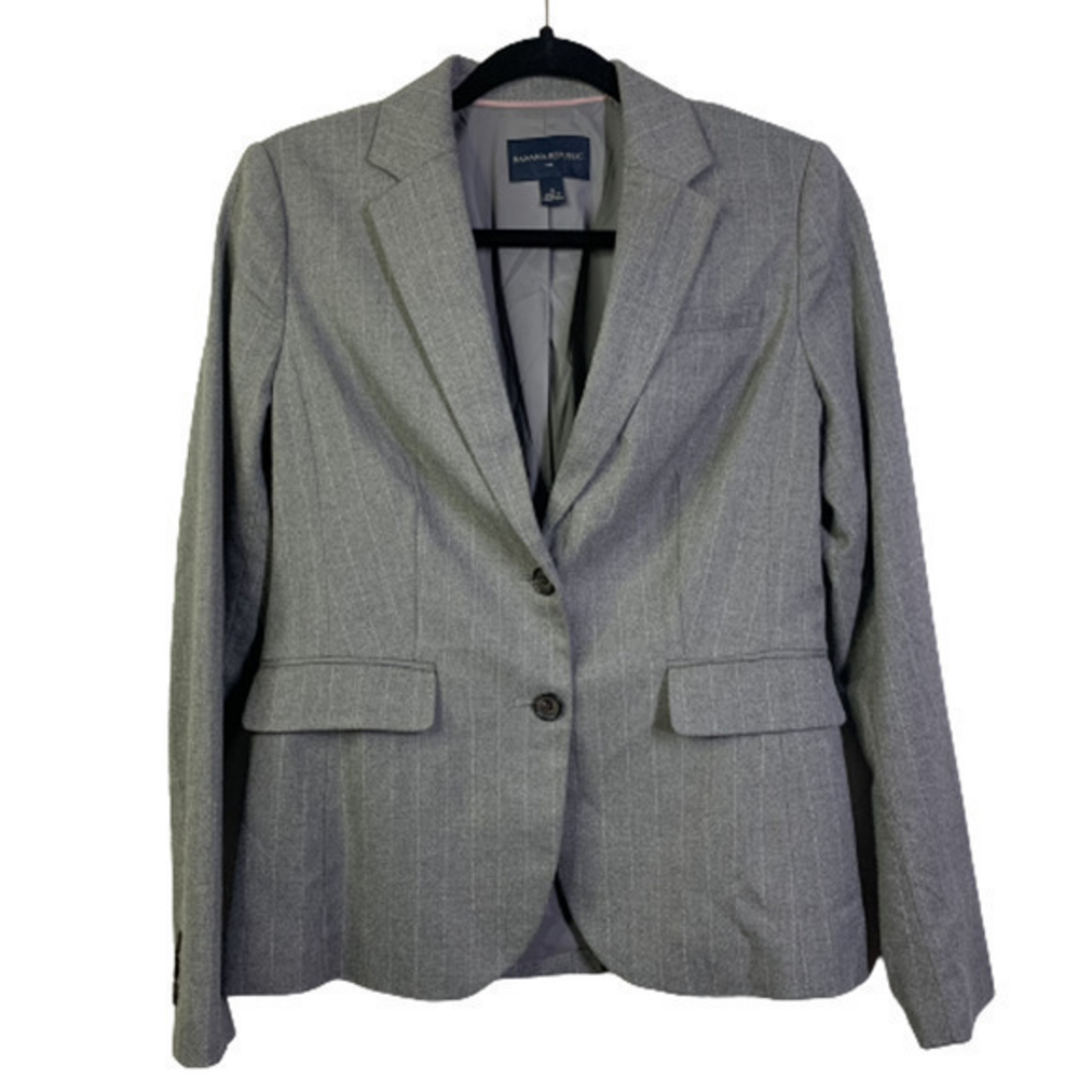 BANANA REPUBLIC Light Grey Pinstripe Blazer Jacket